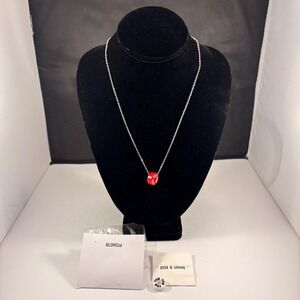 Carnival Cruise Fun Ship Red & White Charm Necklace Silver Chain Collectible